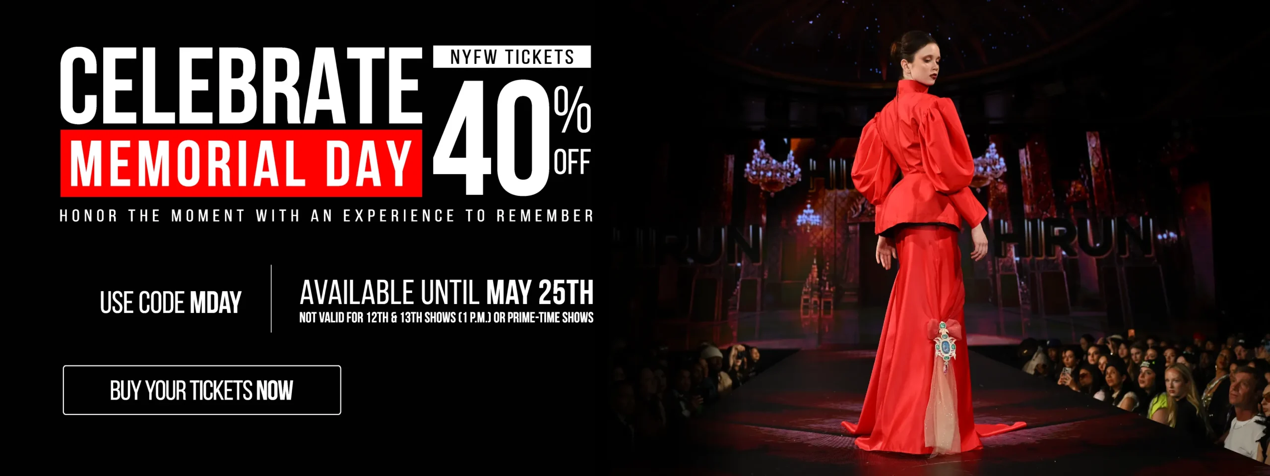NYFW tickets memorial day discount