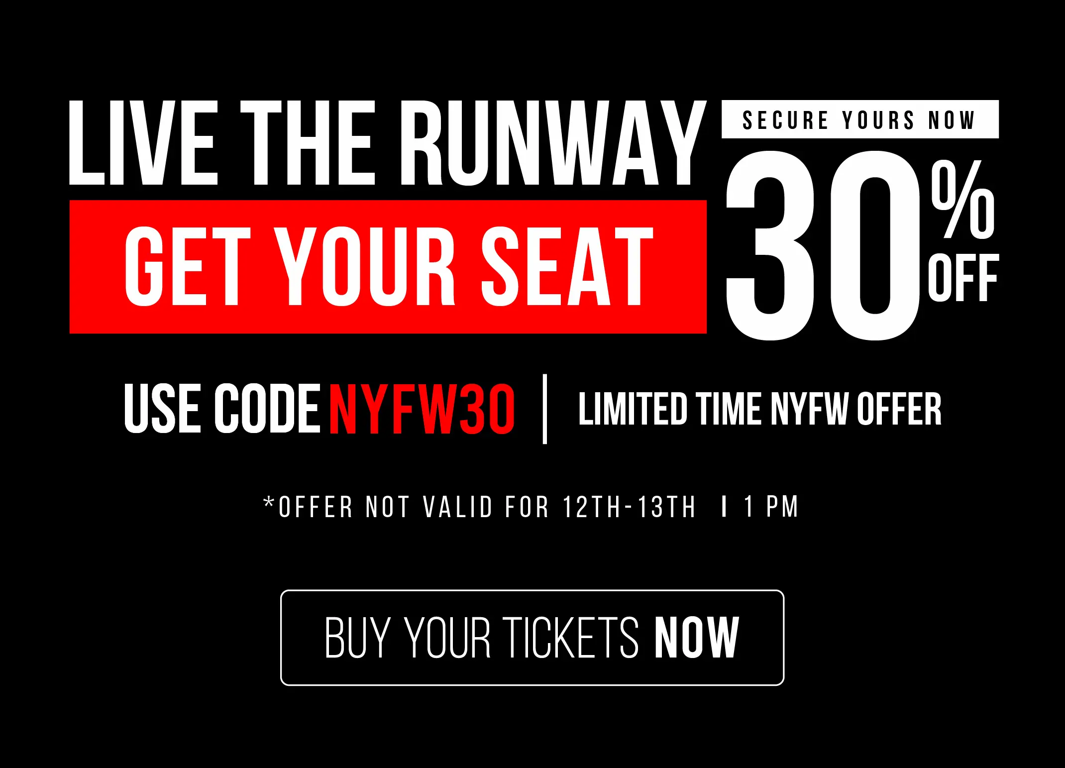 nyfw ticket 30% discount